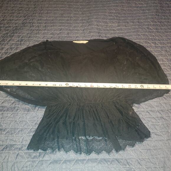 Old Navy Size S Black Lace Whimsigoth Top Romantic Peplum Fairycore Goth Cottage - Picture 6 of 7